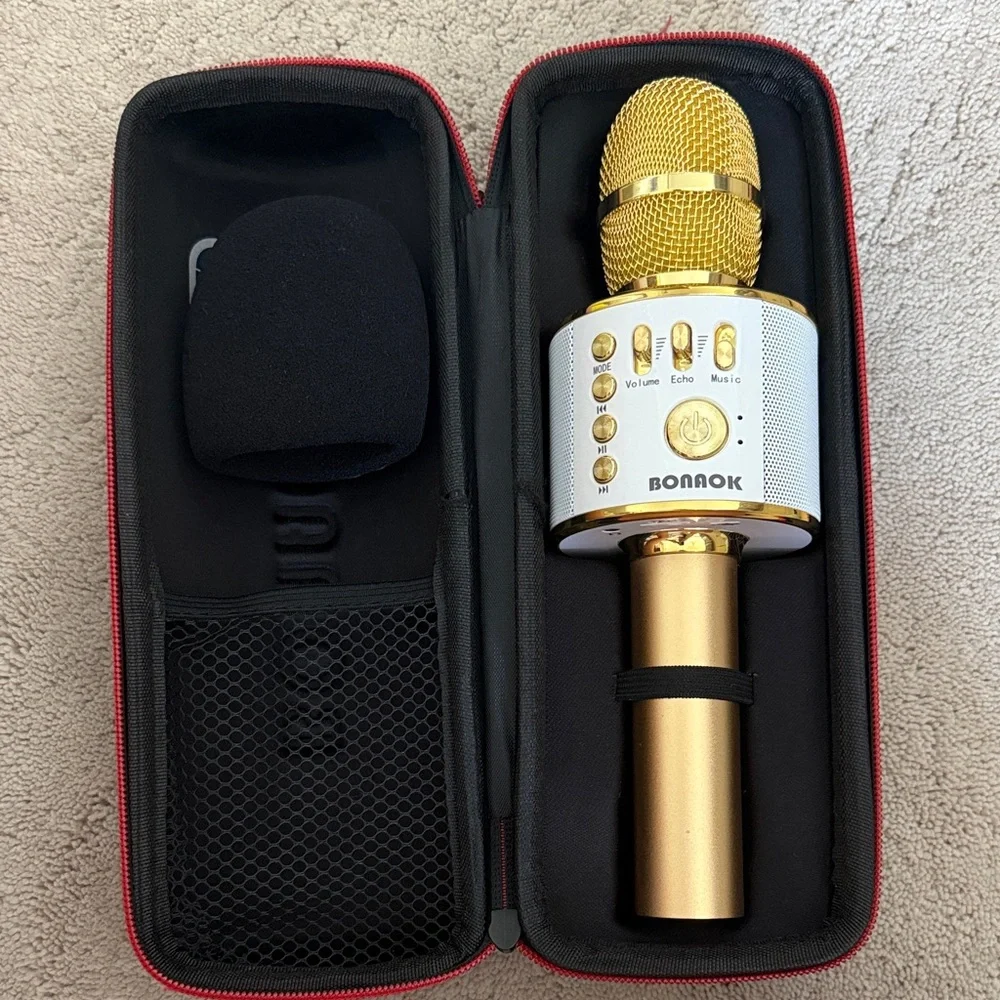 Bonaok Gold Wireless Karaoke Microphone